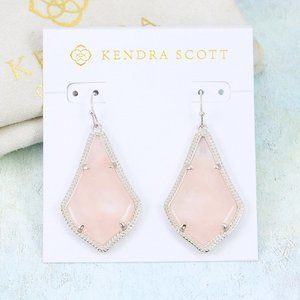 Kendra Scott Alex Rose Quartz Earrings silver Tone